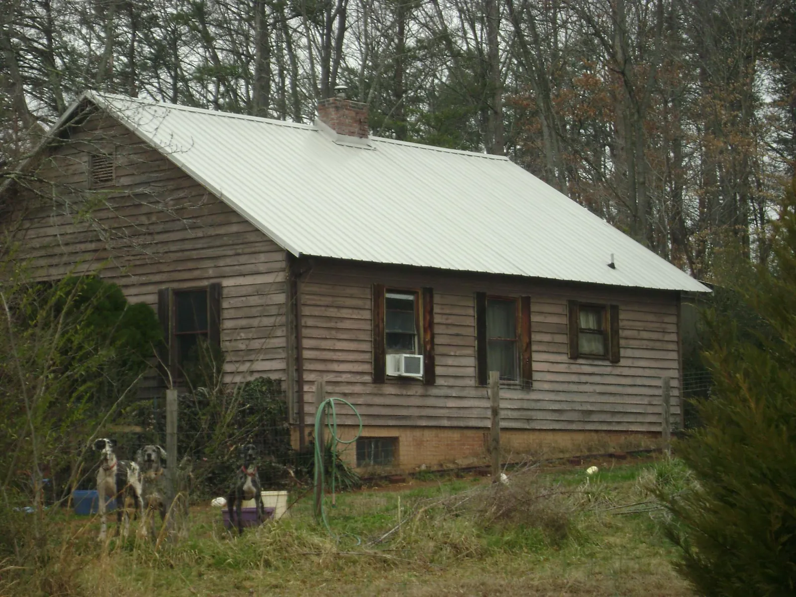 White metal roof on an old wood sided farmhouse, from a Asphalt Shingle Roof Repair job in Blackwell